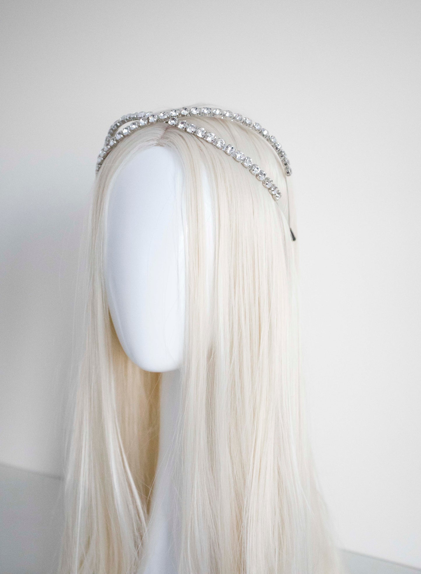 Silver Large Crystal Cross Hair headband