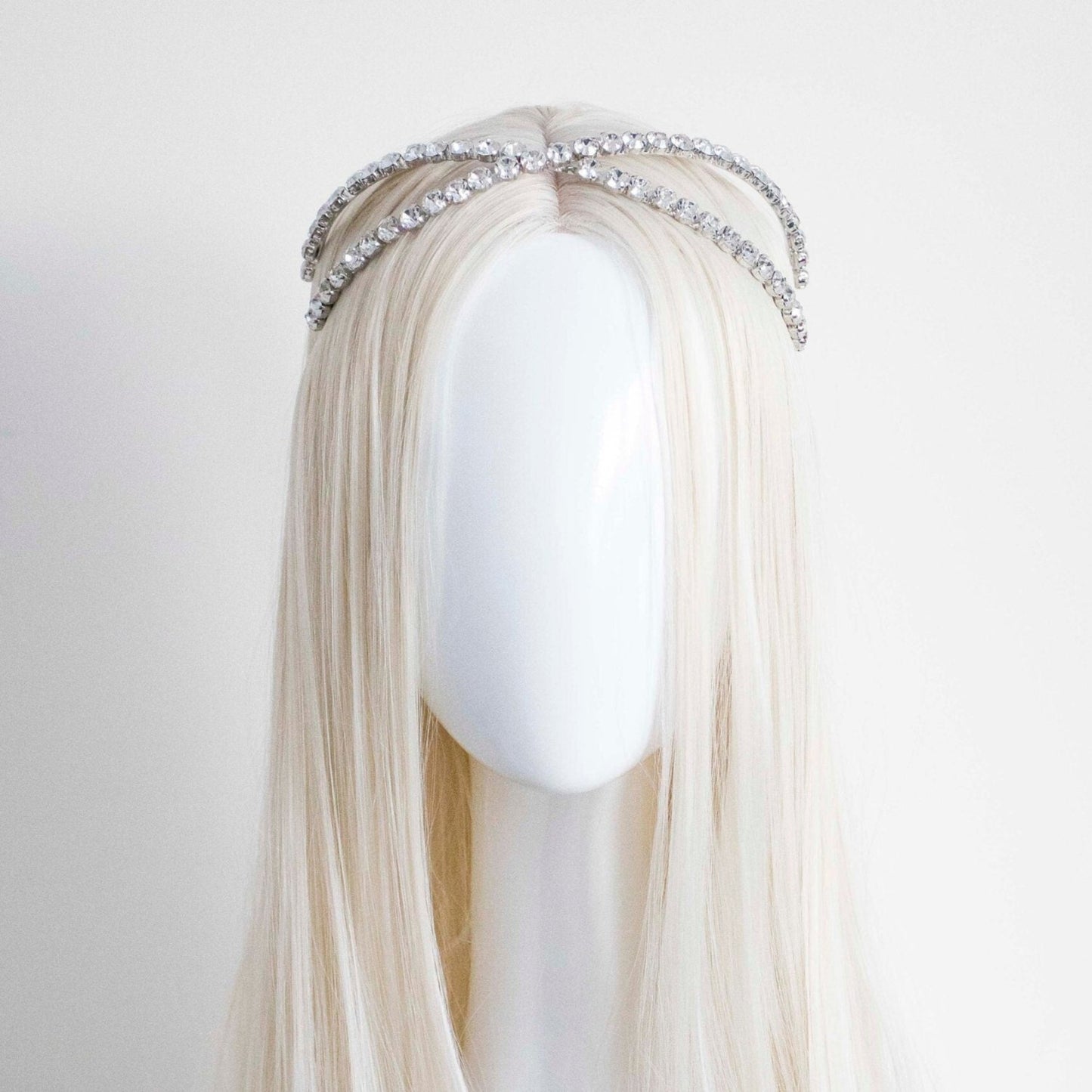 Silver Large Crystal Cross Hair headband