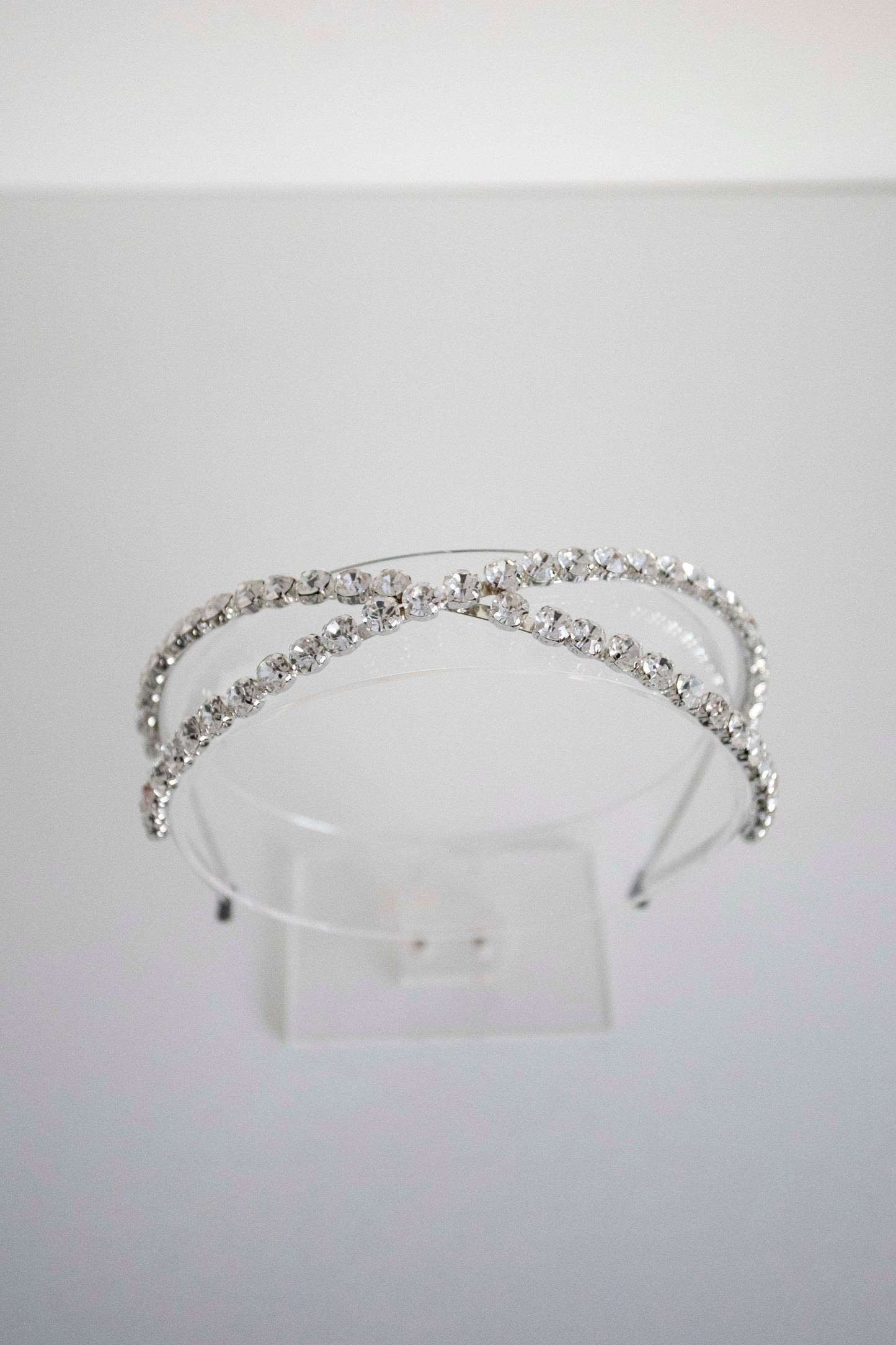 Silver Large Crystal Cross Hair headband