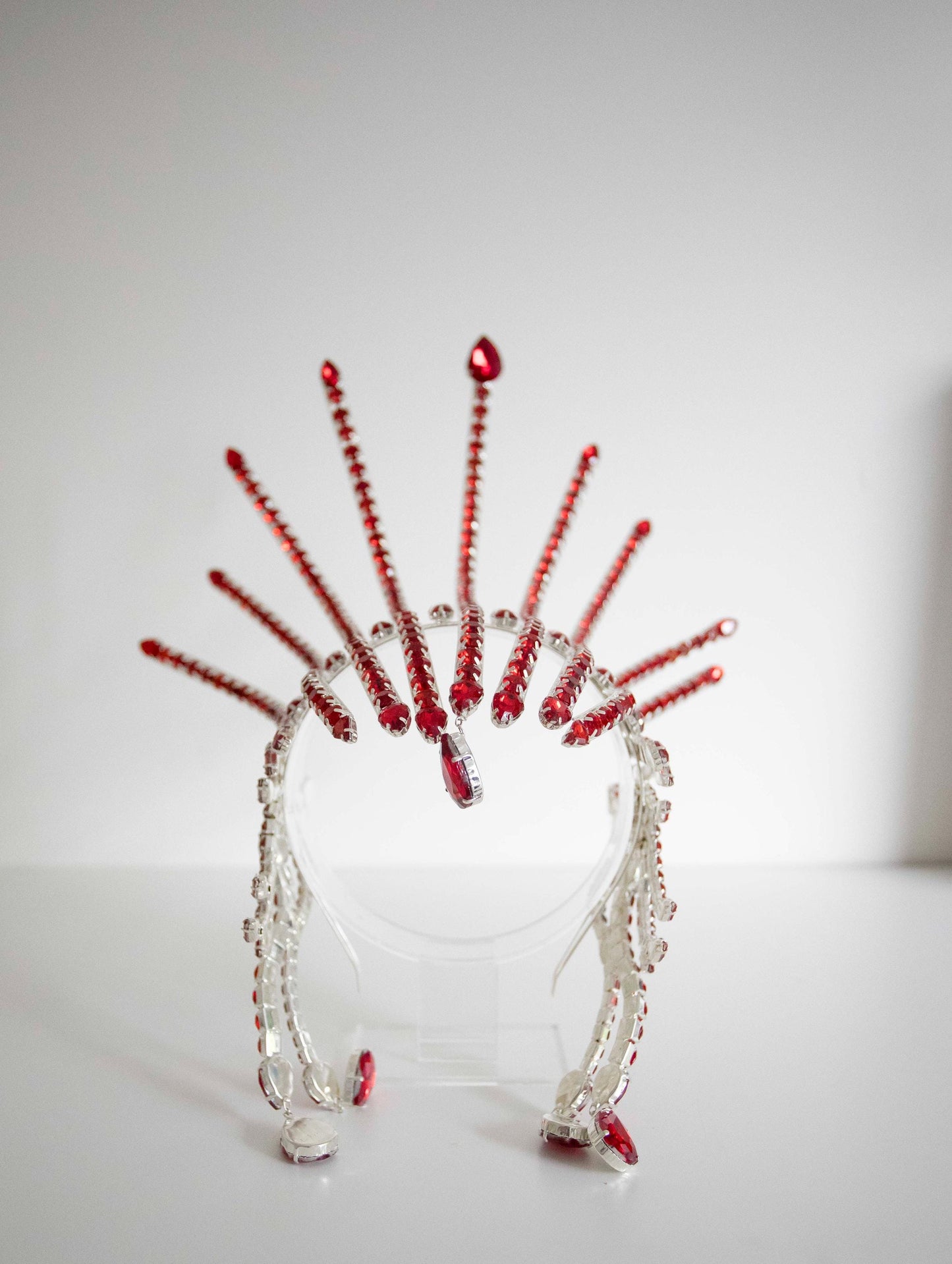 MET gala Kylie Jenner inspired red crystals Headpiece