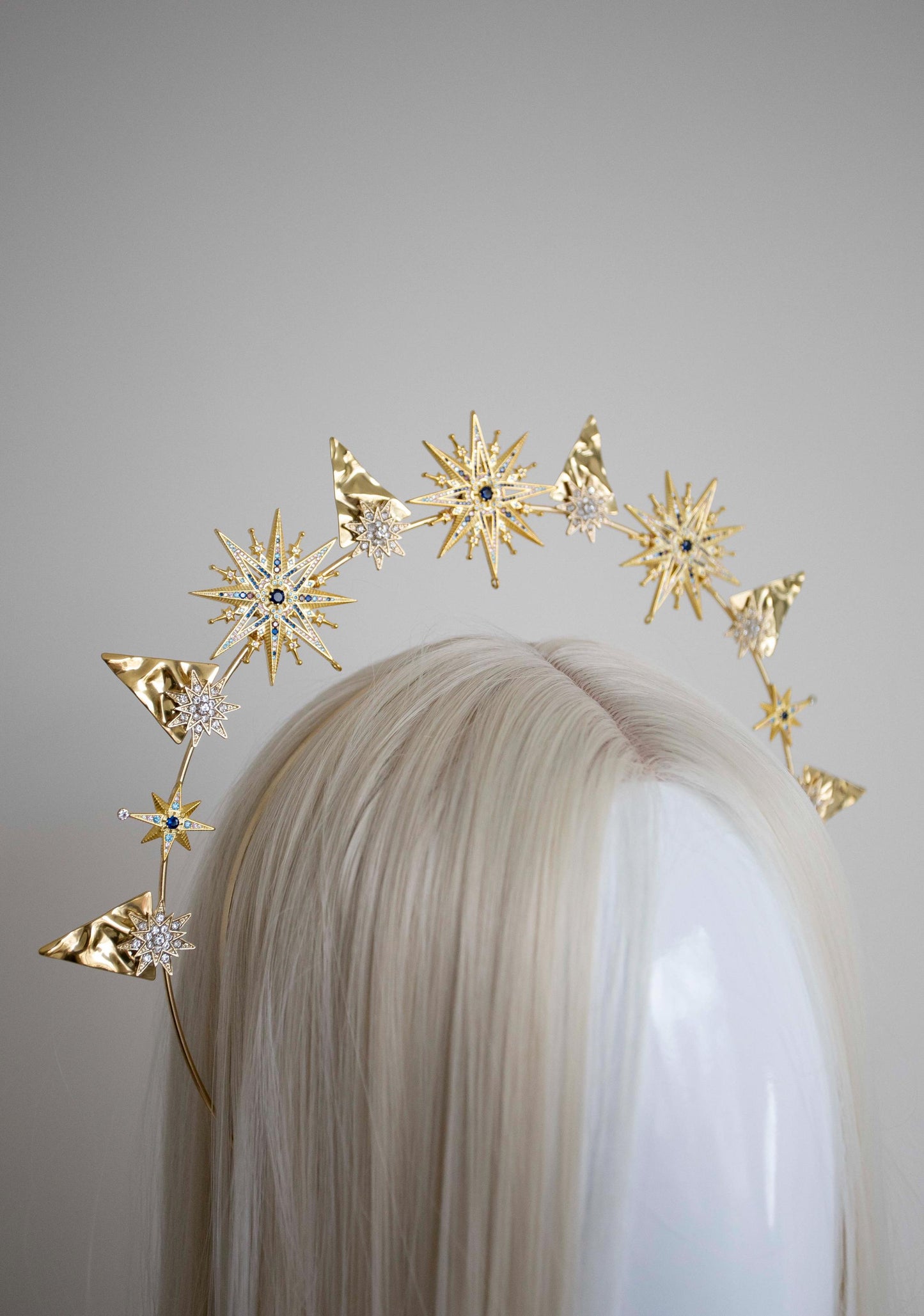 Gold Stars with blue crystals Halo Headband