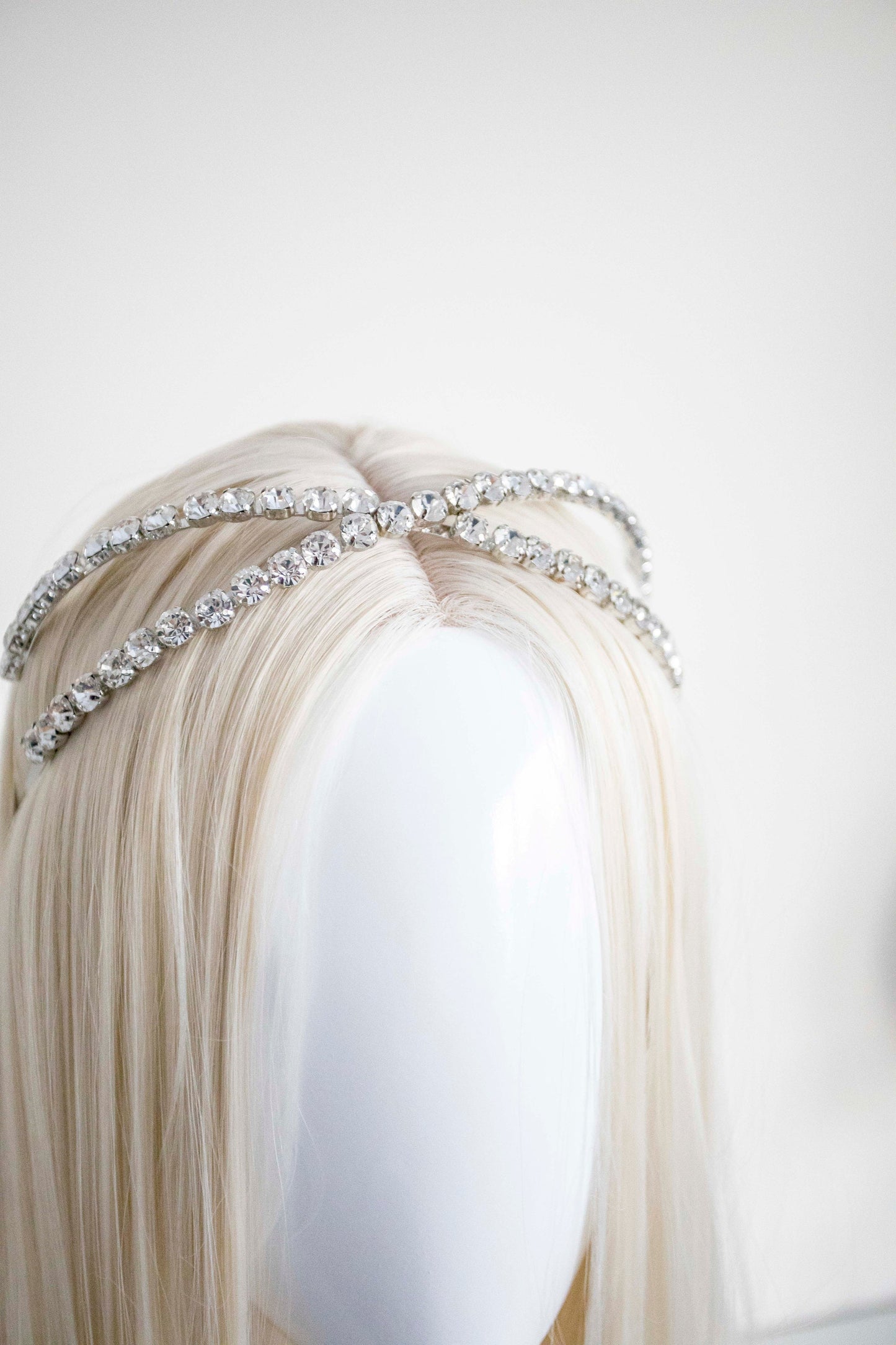 Silver Large Crystal Cross Hair headband