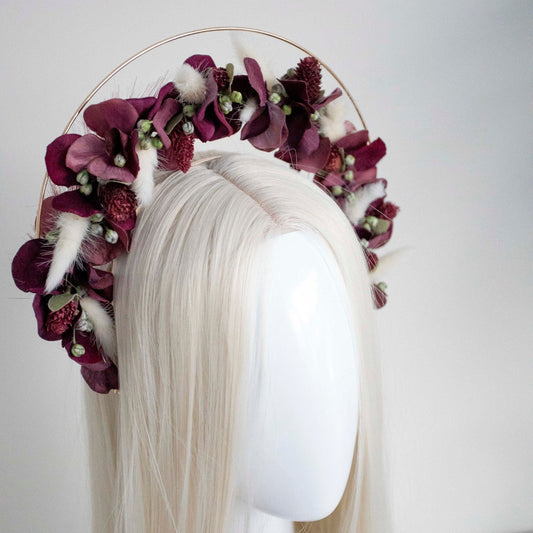 Burgundy Halo Floral Headpiece