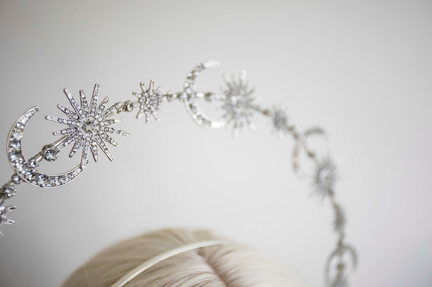 Silver Stars and Moon Headband