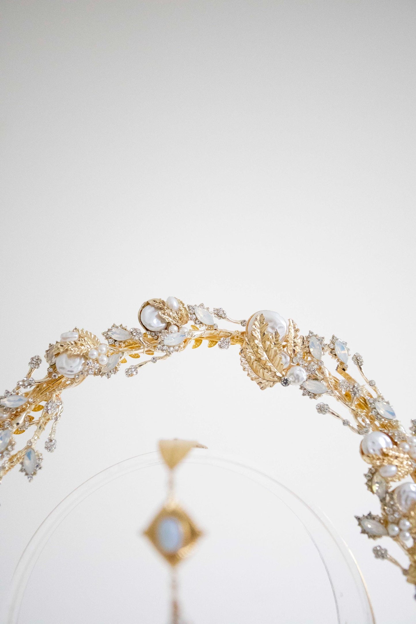 Gold Leaves Pearls Halo Crown