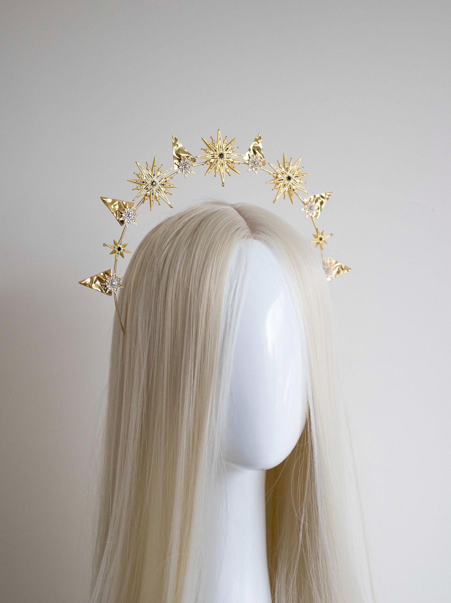 Gold Stars with blue crystals Halo Headband