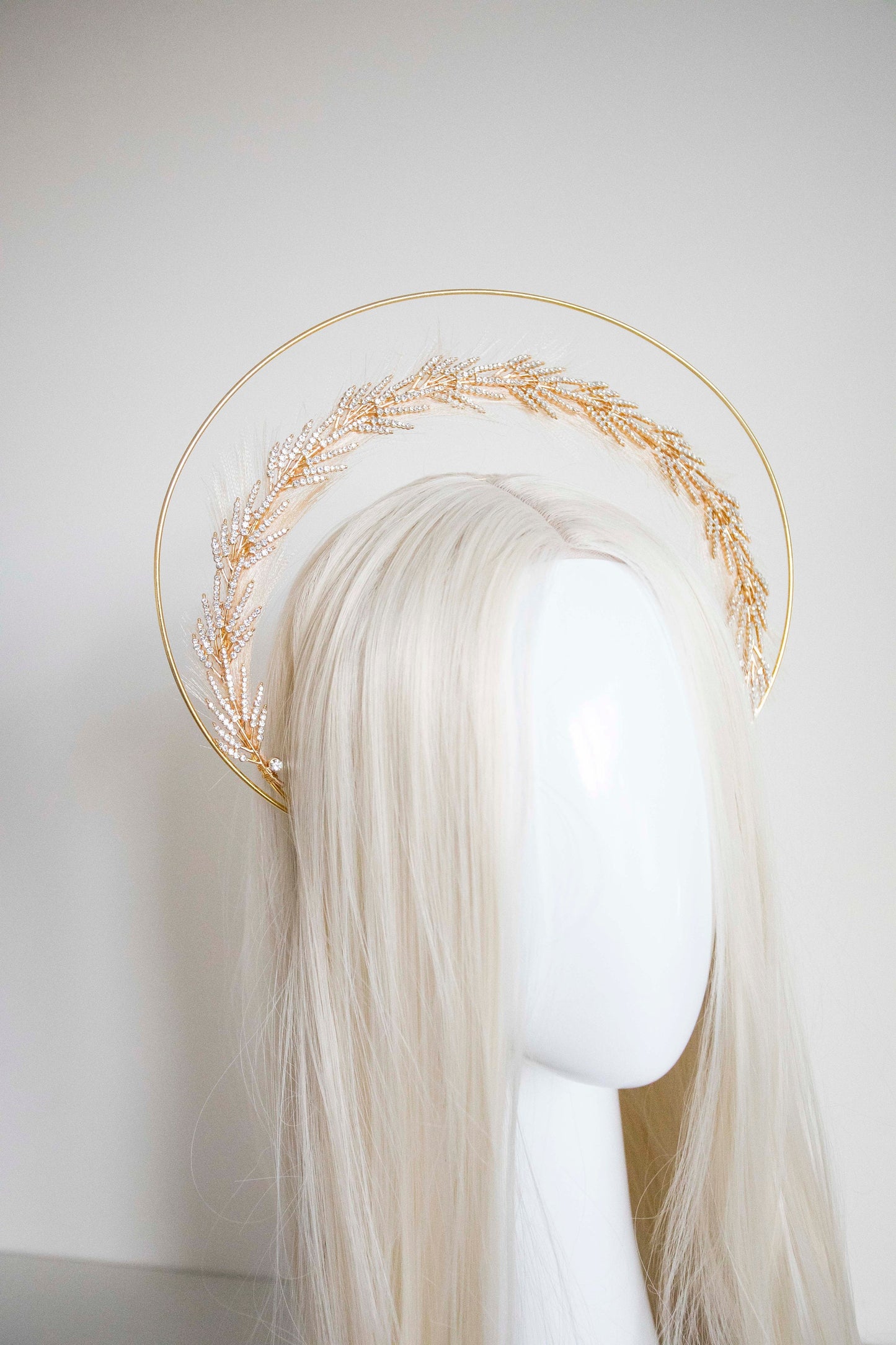 Gold Crystal Wreath Bridal Halo