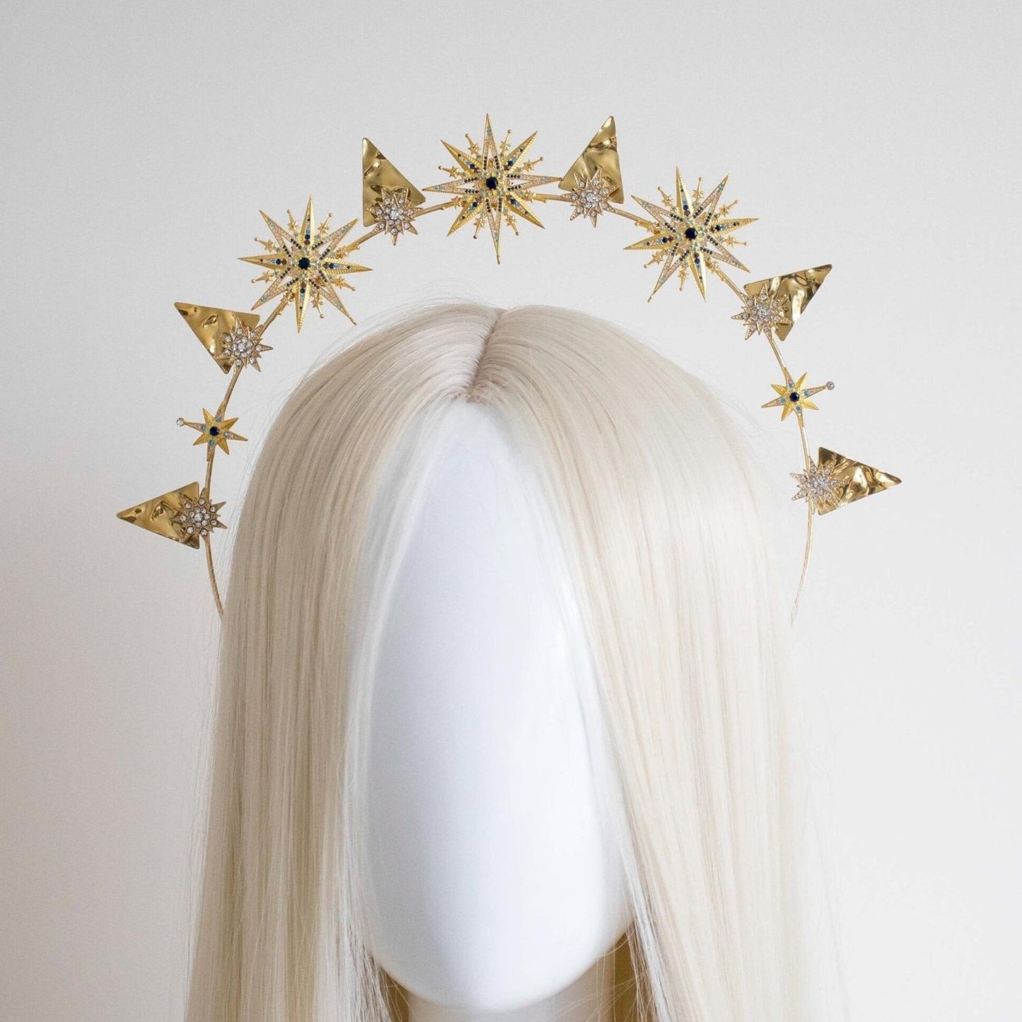 Gold Stars with blue crystals Halo Headband