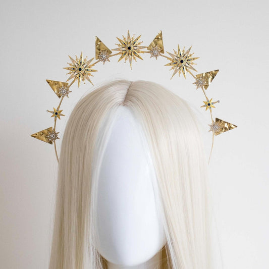 Gold Stars with blue crystals Halo Headband